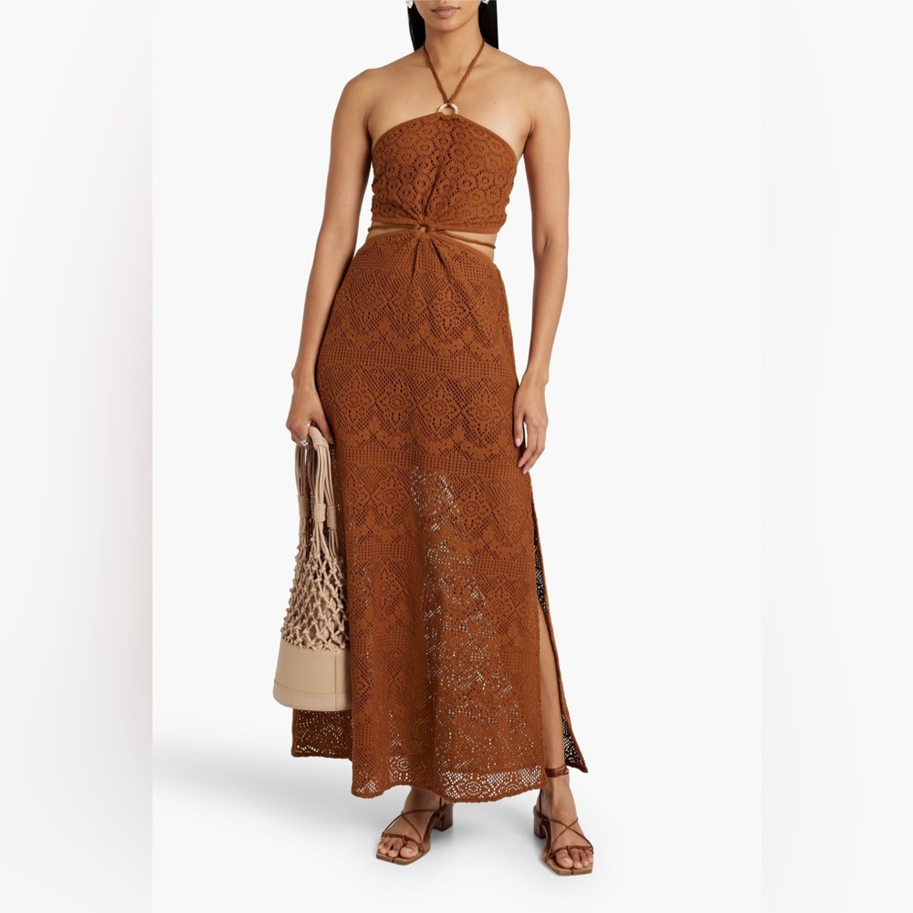 SIMKHAI - Georgiana crocheted cotton-blend halterneck maxi dress - xs